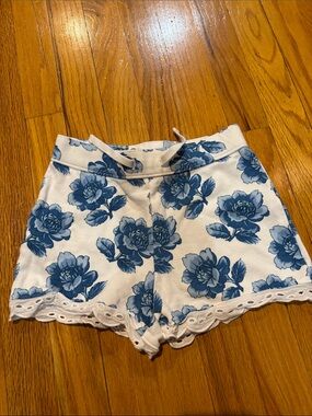 Janie and Jack White Shorts with Blue Floral Print